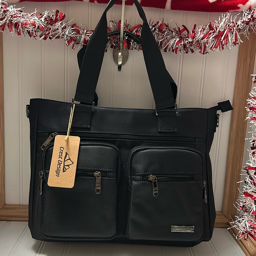 Crest Designs Black Organizer Bag/Laptop Bag